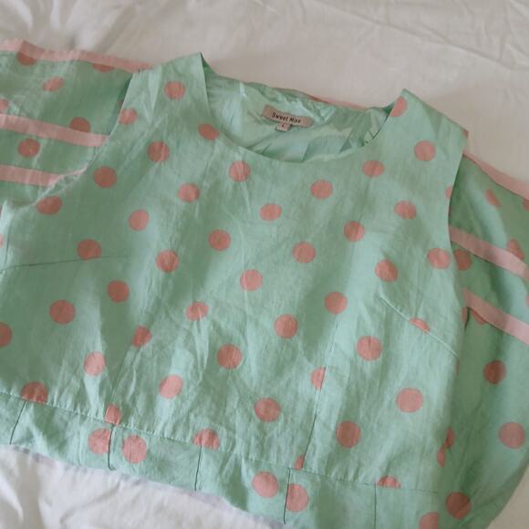 Sweet Miss Large Mint Green & Pink Polka Dot Fit and Flare Dress sz Large - Picture 5 of 13